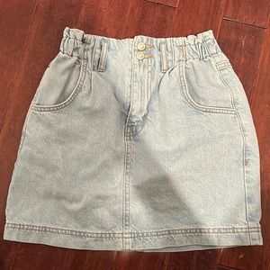 Topshop paperbag denim skirt in bleach